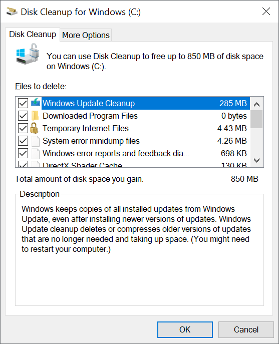 Disk Cleanup Delete all Files