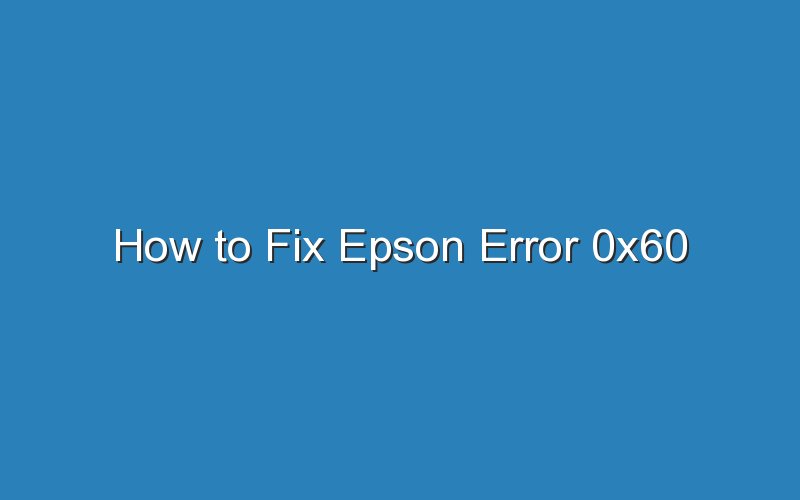 how to fix epson error