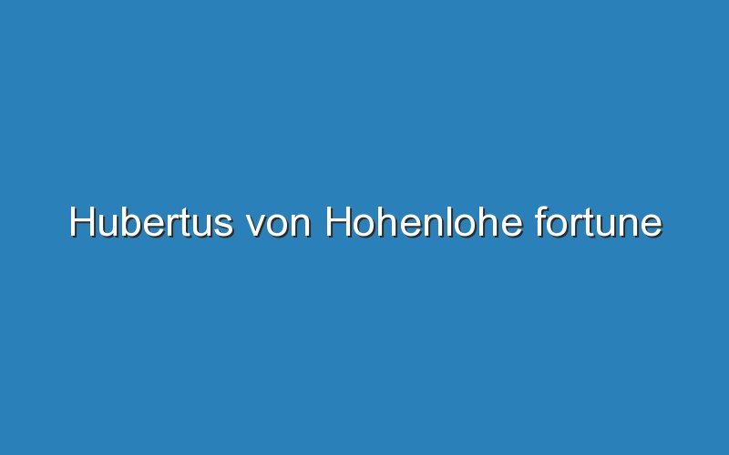 hubertus von hohenlohe fortune 12606