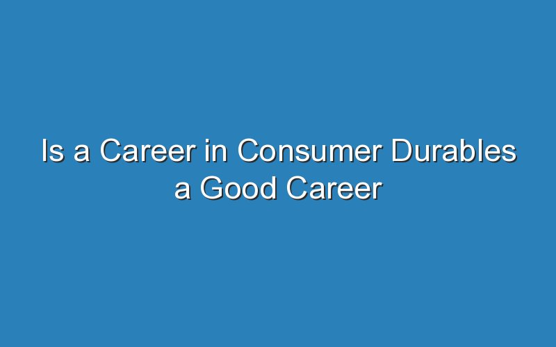 is a career in consumer durables a good career path 18376